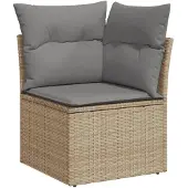 vidaXL 6-delige Loungeset met kussens poly rattan beige