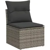vidaXL 4-delige Loungeset met kussens poly rattan grijs