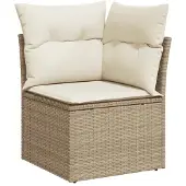 vidaXL 6-delige Loungeset met kussens poly rattan beige
