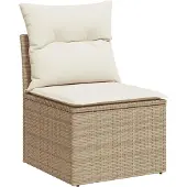 vidaXL 6-delige Loungeset met kussens poly rattan beige