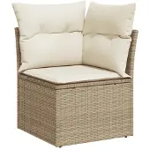 vidaXL 5-delige tuinmeubelset met kussens, beige, van polyrotan