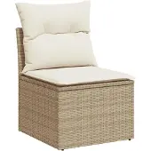 vidaXL 3-delige tuinmeubelset met kussens, beige, polyrotan