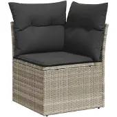 vidaXL 12-delige Loungeset met kussens poly rattan lichtgrijs