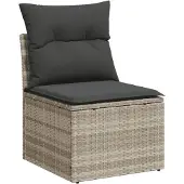 vidaXL 4-delige Loungeset met kussens poly rattan lichtgrijs