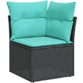 vidaXL 8-delige loungeset voor de tuin met kussens, zwart kunststof vlechtwerk
