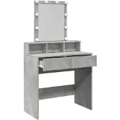 vidaXL Schminktafel met LED-verlichting, betonkleur, 80x41x144,5 cm