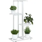 vidaXL Bloemenstandaard met 4 lagen 43x22x76 cm metaal wit