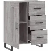 vidaXL Dressoir 69,5x34x90 cm bewerkt hout grijs sonoma eikenkleurig
