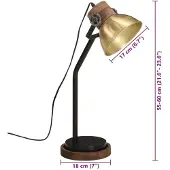vidaXL Bureaulamp, 25W, antiek messing, 18x18x60 cm, E27