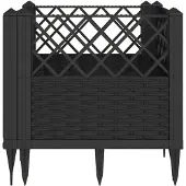 vidaXL Plantenbak met pinnen 43,5x43,5x43,5 cm polypropeen zwart