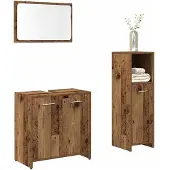 vidaXL 3-delige Badkamermeubelset bewerkt hout oud houtkleurig