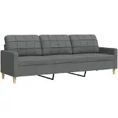 vidaXL Driezitsbank 210 cm stof donkergrijs
