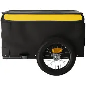 vidaXL Fietsaanhanger, zwart en geel, 30 kg, staal