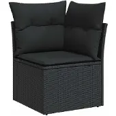 vidaXL 5-delige tuinmeubelset met kussens, zwart, polyrotan