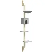 vidaXL Kattenmeubel wandgemonteerd met krabpaal 187 cm lichtgrijs