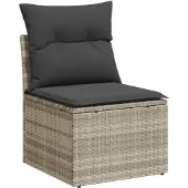 vidaXL 6-delige tuinmeubelset met kussens, lichtgrijs, polyrotan