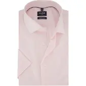 Olymp Modern fit overhemd roze witte knopen strijkvrij korte mouw