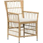 vidaXL Tuinstoelen 2 st Naturel PE rattan, Staal en Polyester Stof