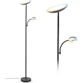 Briloner Vloerlamp Sira, dimbaar, zwart, Werkkamer / Kantoor, metaal, Modern, vloerlamp