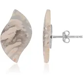 Cavill - Zilveren Oorbellen met 13,4 ct Witte Agaat - 925 Sterling Zilver Gerhodineerd - Elegante Fancy Cabochon Oorhangers Dames