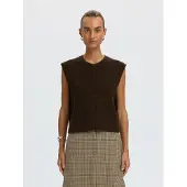 Selected Gebreide bodywarmer 'SLFLulu' donkerbruin