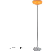 QAZQA Retro vloerlamp chroom met oranje glazen kap 150cm - Glaze