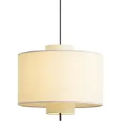 QAZQA Japandi hanglamp zwart met witte linnen kap 50 cm - Rieu