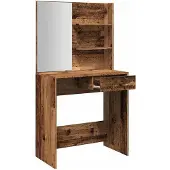 vidaXL Schminktafel met spiegel, vintage houten look, 74,5 x 40 x 141 cm