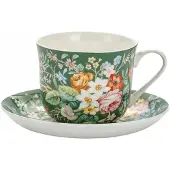 Marco polo Grote Kop & Schotel 370ml, Bloemendesign, Bone China