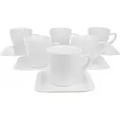 Duo INFINITY Porseleinen Koffiekopjes met Schotels - Set van 6