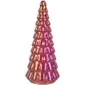 Clayre & Eef Kerstdecoratie Beeld Kerstboom Ø 11x26 cm Roze Glas