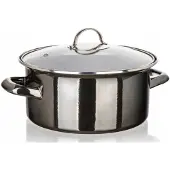 Banquet Topf, geëmailleerde pan met deksel, massief, zwart, metallic, 2 liter