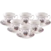 Duo Porseleinen Kopjes met Schotels - Set van 6, 250ml, Cadeauverpakking