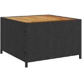 vidaXL Tuinset met L-vormige bank, tafel en kussens, zwart, van polyrotan