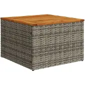 vidaXL 2-delige Loungeset met kussens poly rattan en acaciahout grijs
