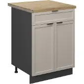 Vicco Keukenonderkast Fame-Line GrijsBeige 60 cm met lade, WB Eik, Model 50253