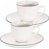Artemis 2x Witte Porseleinen Espressokopjes met Schoteltjes - 100 ml