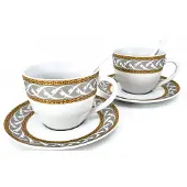 Queen Isabell Elegante Porseleinen Kopjes met Schotels en Lepeltjes - Cadeauset