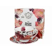 Duo Spring Roses Witte Mokka Kopje met Schotel - 250ml