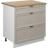 Vicco Keukenonderkast Fame-Line GrijsBeige 80 cm met 3 laden, WB Eik, Model 50365