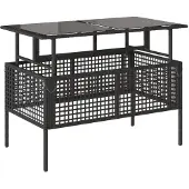 vidaXL 4-delige Loungeset met kussens poly rattan en glas zwart
