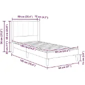 vidaXL Bedframe met matras en hoofdeinde, lichtgrijs, 90 x 190 cm, fluweel