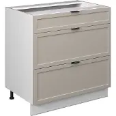 Vicco Keukenonderkast Fame-Line GrijsBeige 80 cm met 3 laden, zonder werkblad, Model 50363