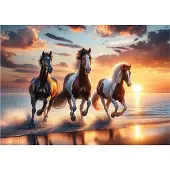 Wooden City Wooden.City Houten Puzzel 1010 Stukjes: Wilde Paarden op Strand