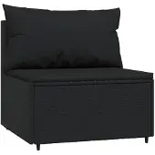 vidaXL 4-delige loungeset voor de tuin met kussens, zwart, van polyrotan