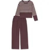 Schiesser Pyjama ' Casual Nightwear ' crème / bourgogne