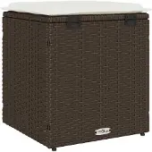 vidaXL Tuinkrukken met kussens 2 st 40x40x43 cm poly rattan bruin