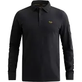 PME Legend Trui 'American Classic polo shirt with long sleeves and flight pocket' donkerblauw