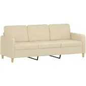vidaXL Driezitsbank 180 cm stof crèmekleurig