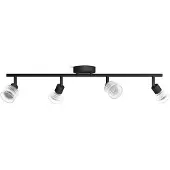 Philips Horen Opbouwspot - LED GU10 fitting - Richtbaar - 4 lichtpunten - ClickFix - Zwart met geribbeld glas